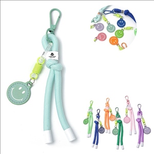 Braided Lanyard Key Chain With Smiley Face Logo